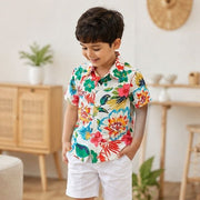 Boys Floral Print Half Sleeve Shirt