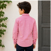 Boys Red & White Vertical Striped Full Sleeve Casual Shirt