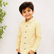 Boys Yellow & White Vertical Striped Full Sleeve Casual Shirt