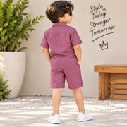 Kids Pink Half Sleeve Shirt & Shorts Set