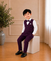 Boys Purple Pinstripe Formal Waistcoat & Trouser Set