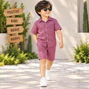 Kids Pink Half Sleeve Shirt & Shorts Set