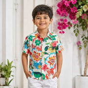 Boys Floral Print Half Sleeve Shirt