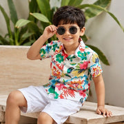 Boys Floral Print Half Sleeve Shirt