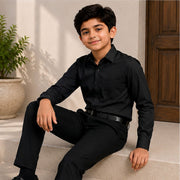 Little Trends Boys Plain Full Sleeve Casual Shirt | Classic Solid Color Cotton Blend Shirt |