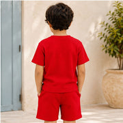 Little Trends Boys Solid Co-Ord Set | Half Sleeve T-Shirt with Pocket & Shorts | Casual Summer Outfit