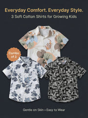 Liltte Trends Kids Printed Shirt Combo Pack of 3 | Smart Casual Collection