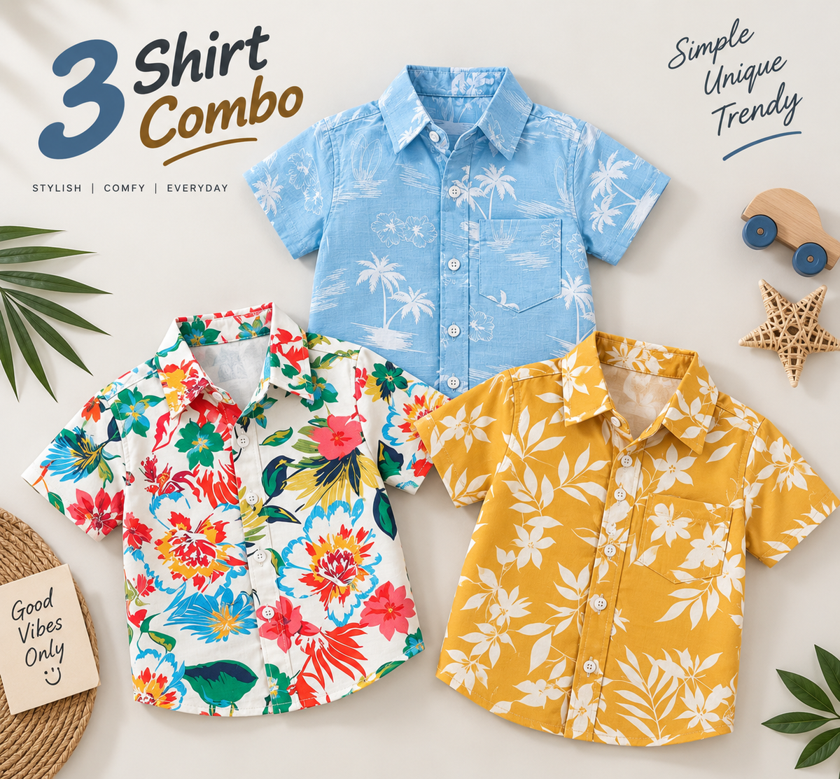 Little Trends Kids Printed Shirt Combo Pack of 3 | Adventure Collection