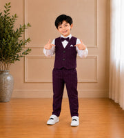 Boys Purple Pinstripe Formal Waistcoat & Trouser Set