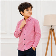Boys Red & White Vertical Striped Full Sleeve Casual Shirt