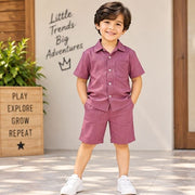 Kids Pink Half Sleeve Shirt & Shorts Set