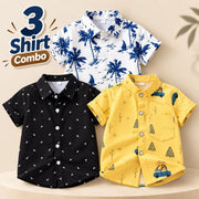 Little Trends Kids Designer Shirt Combo Pack of 3 | Trendy Printed Shirts for Boys
