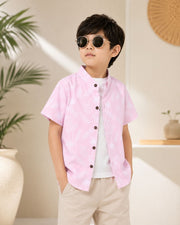 Boys Pink Tropical Print Half Sleeve Shirt